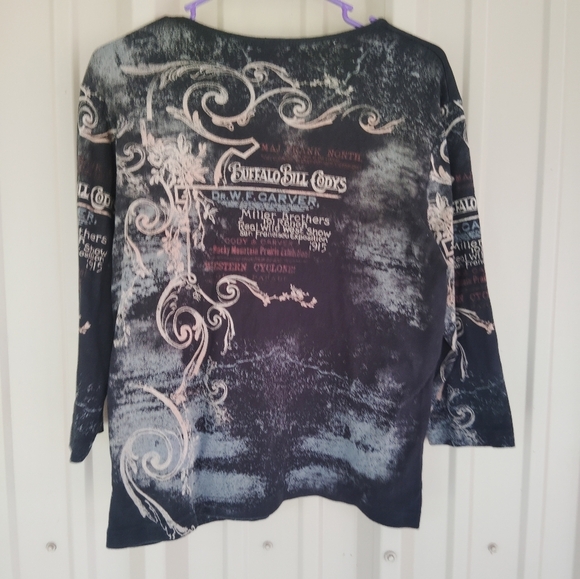 Women's Buffalo Bill Codys Embellished Jeweled Top Size Large Y2K Boho Western - Picture 5 of 5